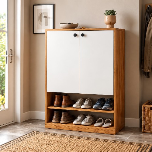 UrbanWood Ivory Shoe Cabinet
